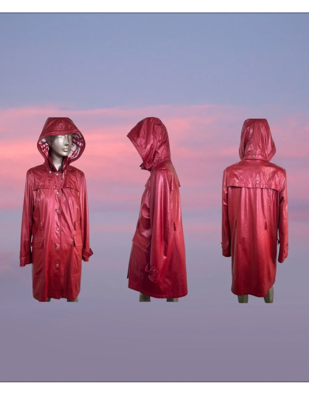 Burberry Red Hooded Trench Coat - Picture 5 of 8